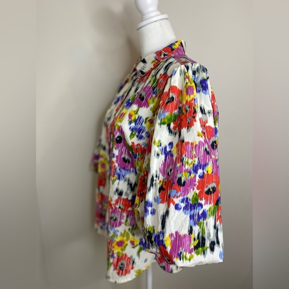 ANTHROPOLOGIE MAEVE Rachael collared  Floral Blouse Balloon Sleeve Size Medium - Picture 7 of 12